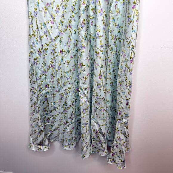 Rebecca Taylor Floral Silk Halter Midi Dress In Light Blue Size 8 - Picture 7 of 14